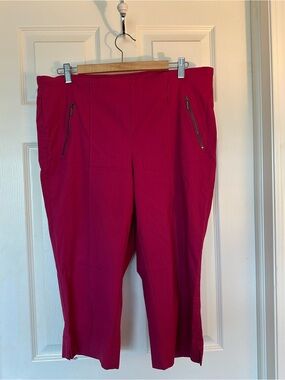 Michel Studio Fuchsia Cropped Ponte Pull-On Pants with Zip Pockets